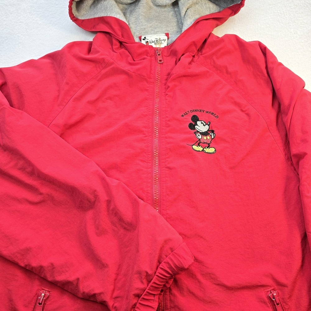 Vintage Disney World Jacket Mickey Mouse Back Embroidery Red Windbreaker Small S
